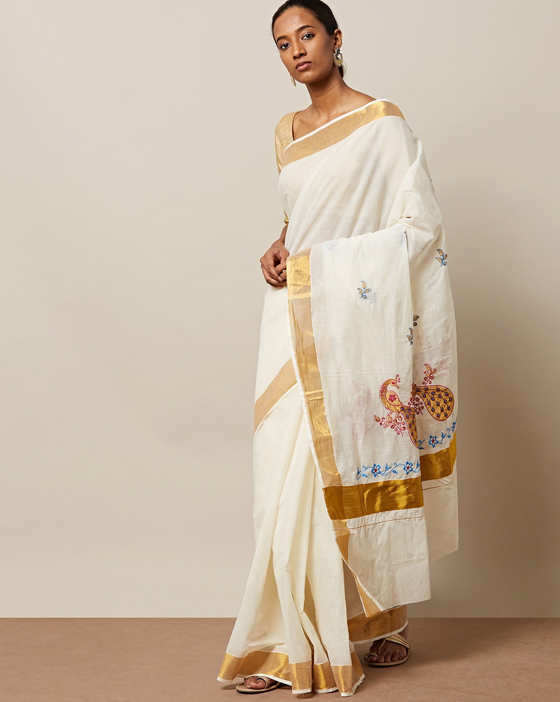 KERALA LINEN SAREE - Vinch Clothing Store