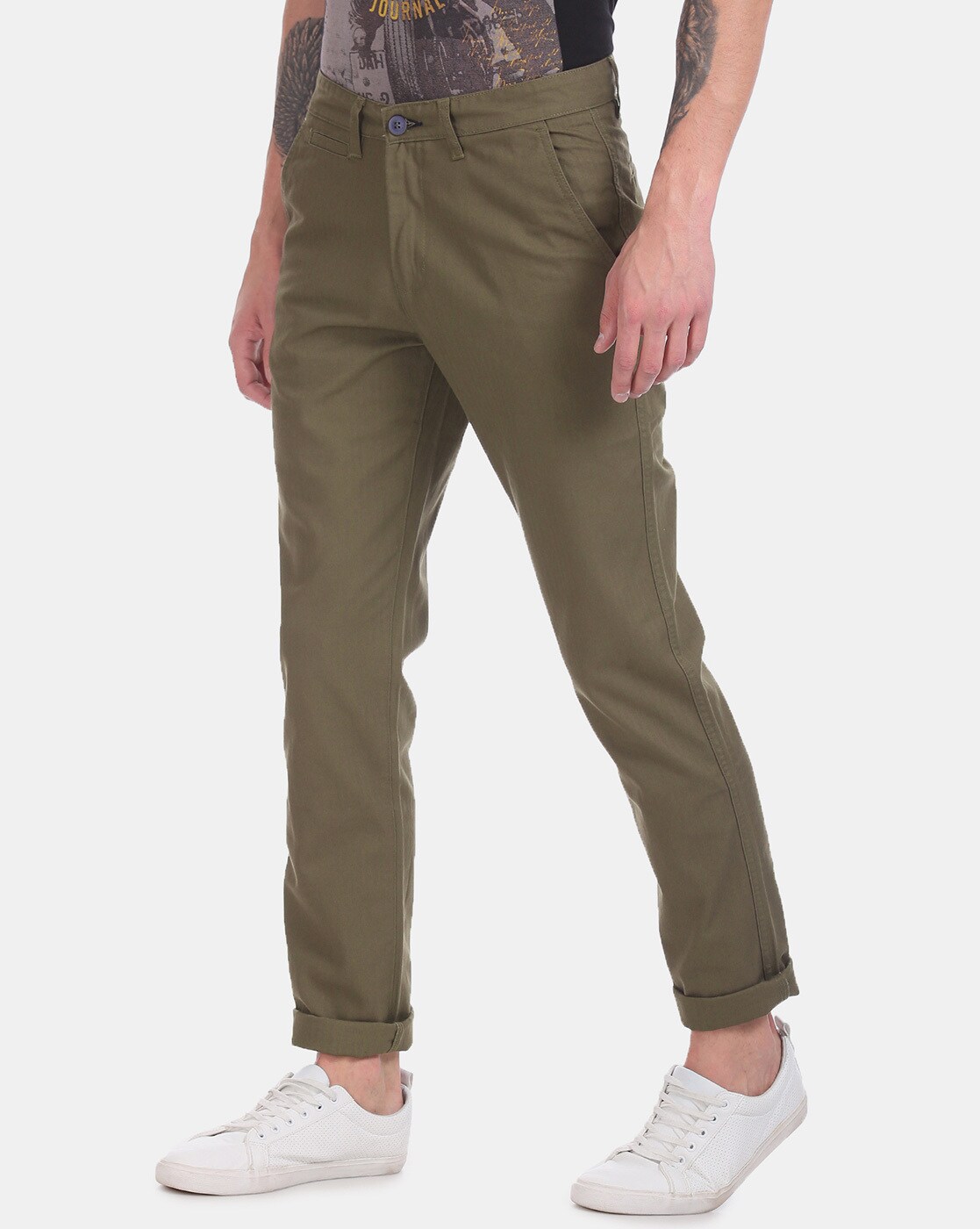 BASICS casual_trousers_men_westernwear : Buy BASICS Casual Striped Coffee  Cotton Stretch Tapered Trousers -21btr46590 Online | Nykaa Fashion