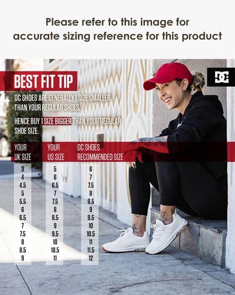 dc shoes size chart