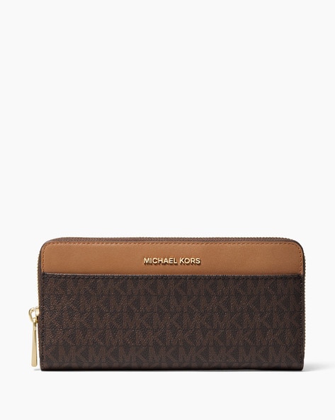 michael kors brown zip around wallet