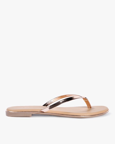 women's rose gold flip flops