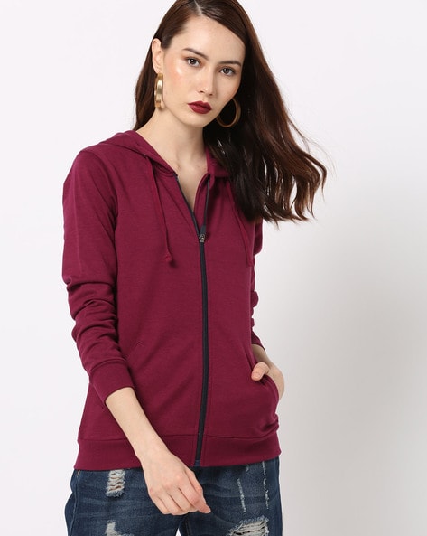 burgundy zip hoodie women's