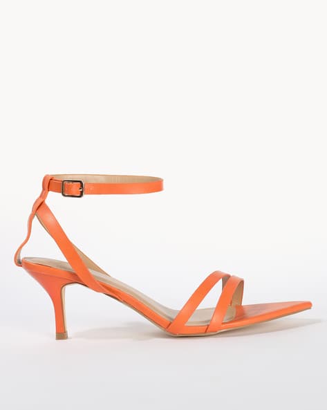 orange ankle strap heels