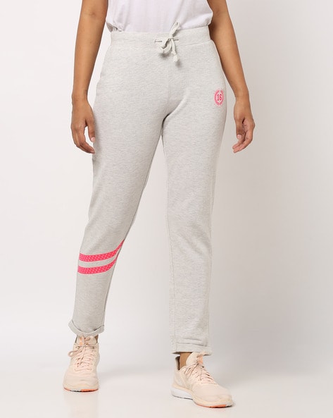 Drawstring Track Pants with Placement Print