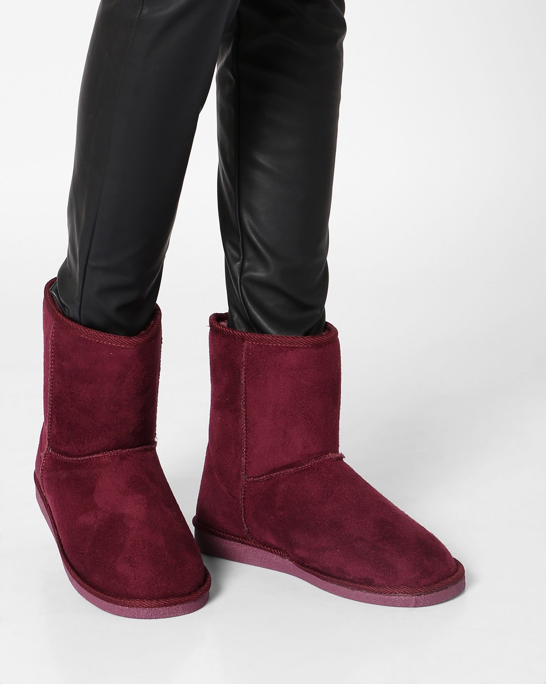 burgundy platform boots