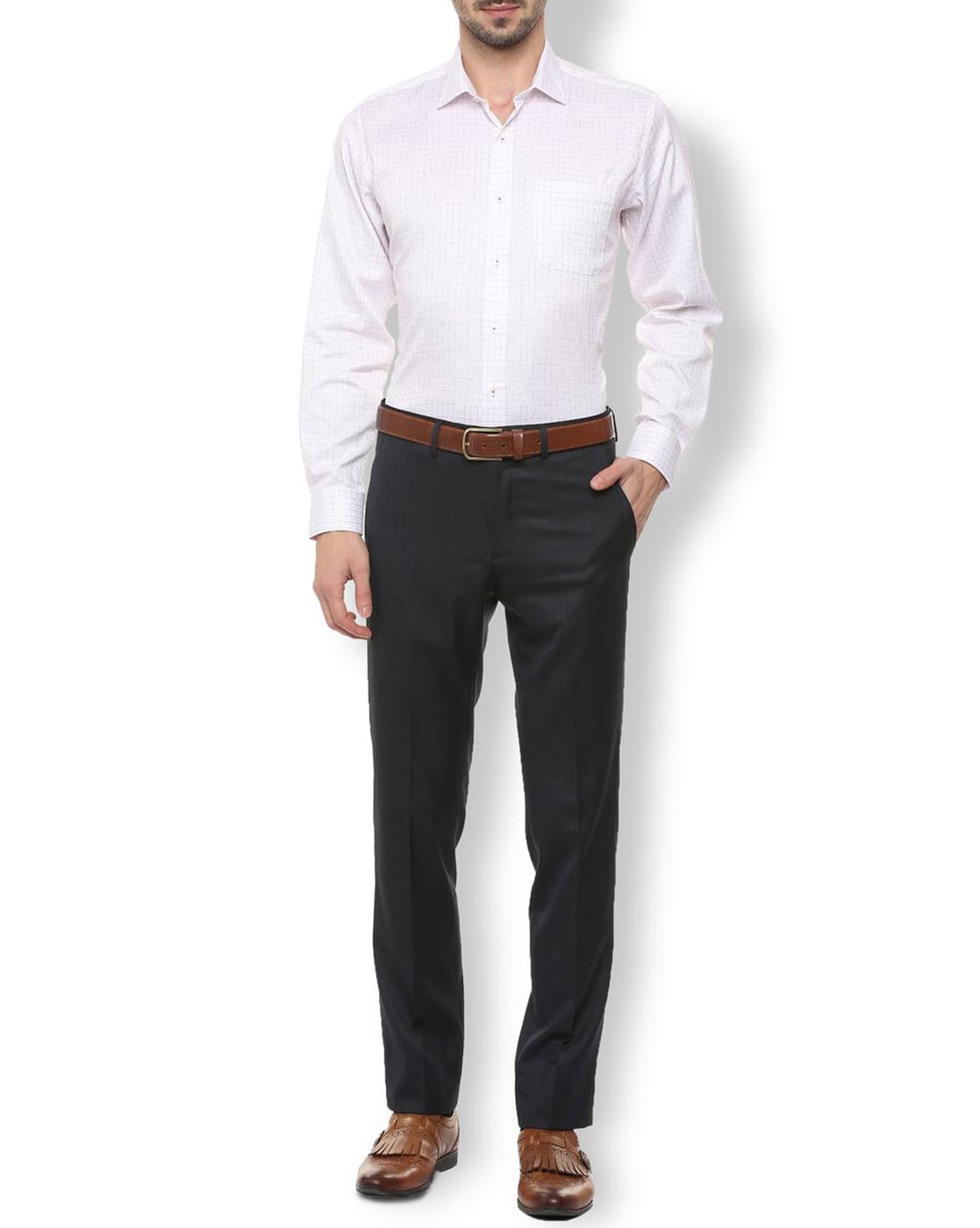 Buy Van Heusen Cream Slim Fit Flat Front Trousers for Mens Online  Tata  CLiQ