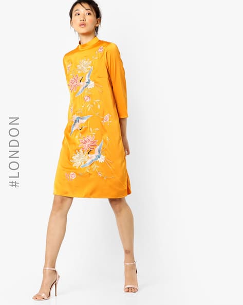 Shift Dress with Embroidery