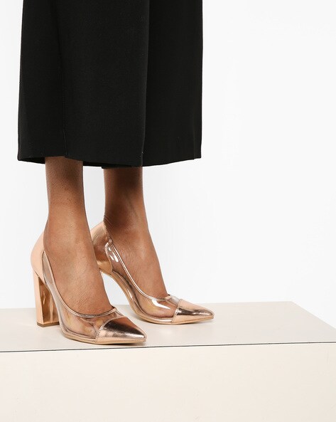 Clear and discount rose gold heels