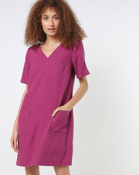 magenta shift dress