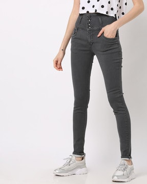 Buy Charcoal Grey Jeans & Jeggings Women by High Star Online | Ajio.com