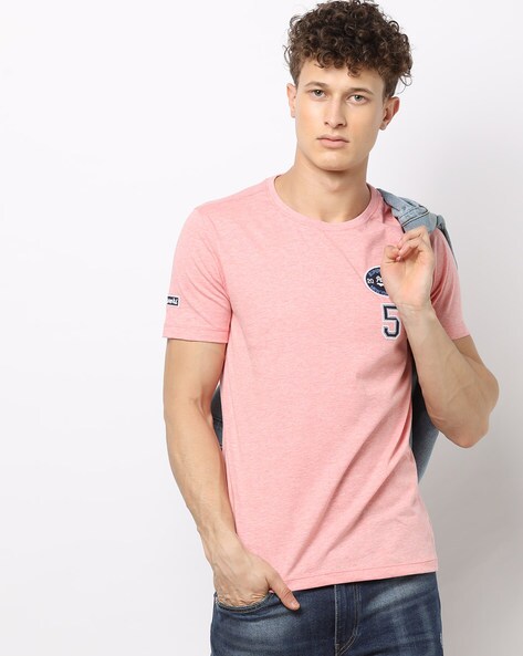Crew-Neck T-shirt with Typographic Applique