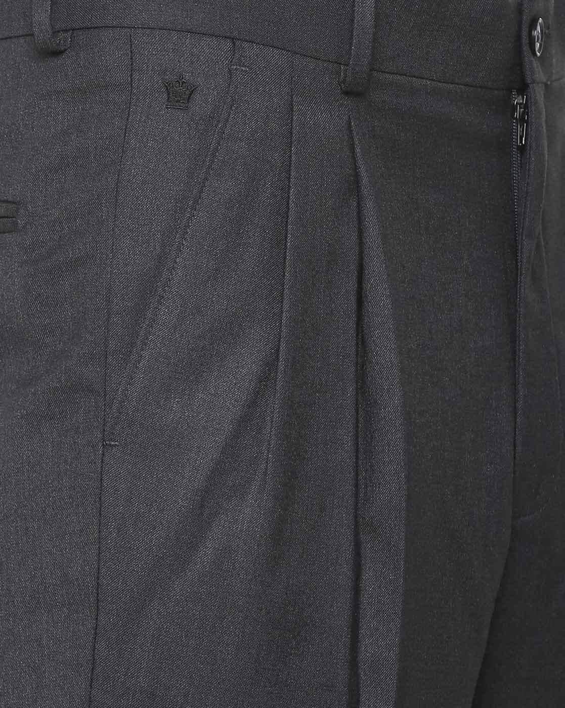 Louis Philippe Formal Trousers  Buy Louis Philippe Men Grey Regular Fit  Textured Pleated Formal Trousers Online  Nykaa Fashion