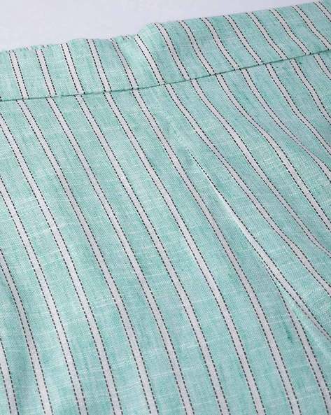 Striped Cotton Trousers with Insert Pockets