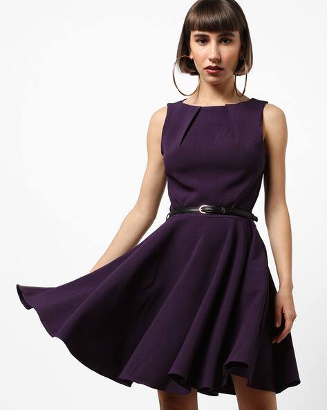 open lace back dress CLOSET LONDON PURPLE MAROON MIDI A-LINE DRESS