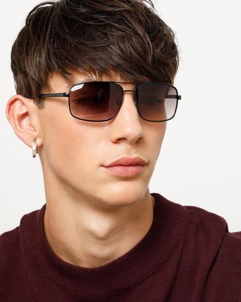 JB-602-C1 UV-Protected Full-Rim Rectangular Sunglasses (Image - 3)