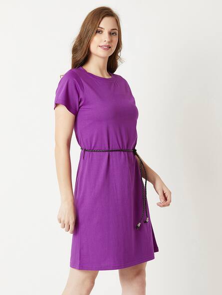purple shift dress