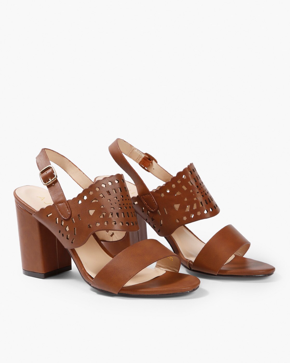 Brown Heeled Sandals for Women by AJIO 