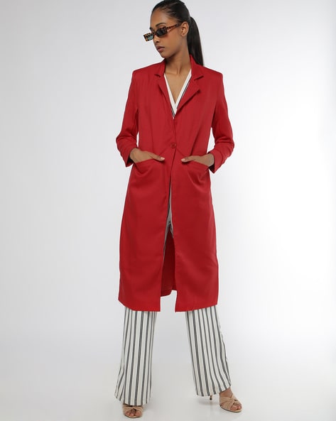 Red suede trench on sale coat