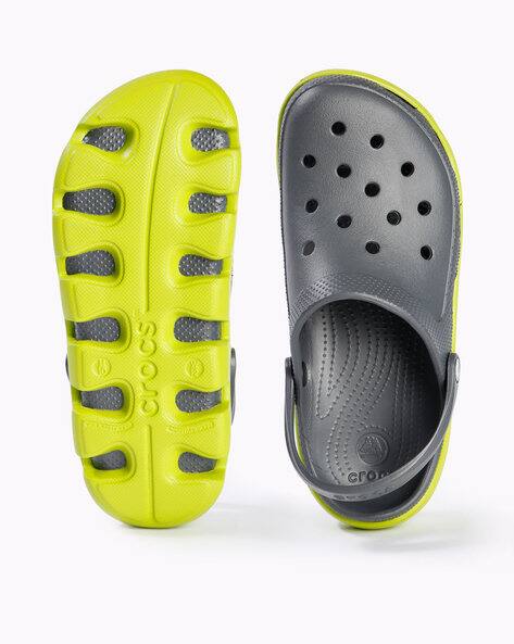 crocs grey and green