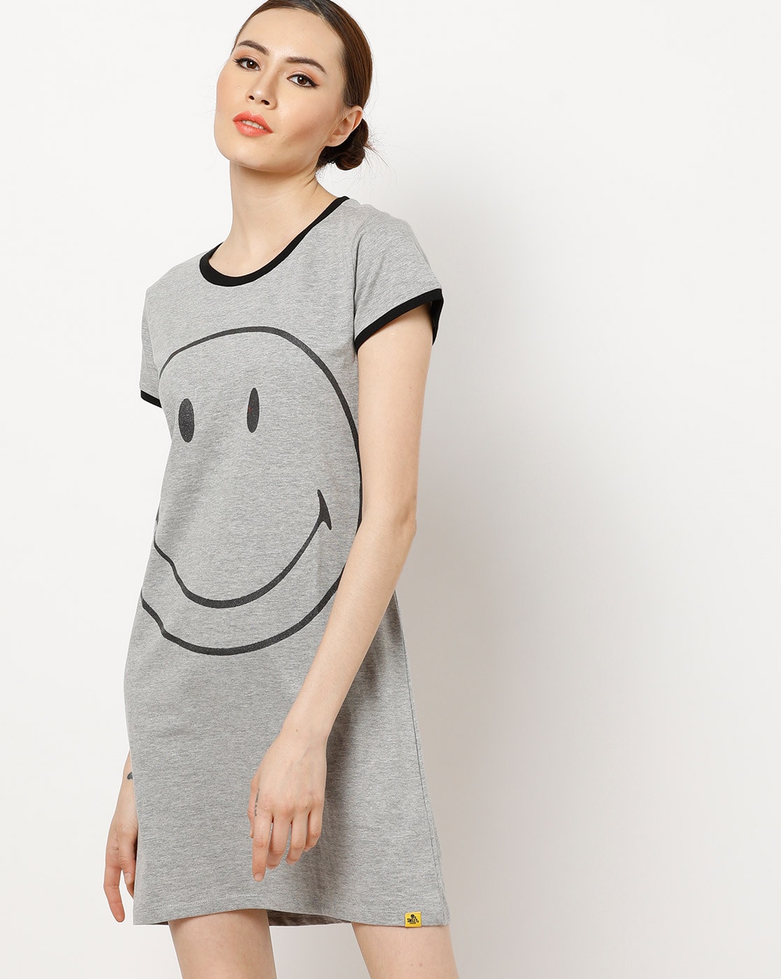 Typographic Print Hooded Shift T-shirt Dress