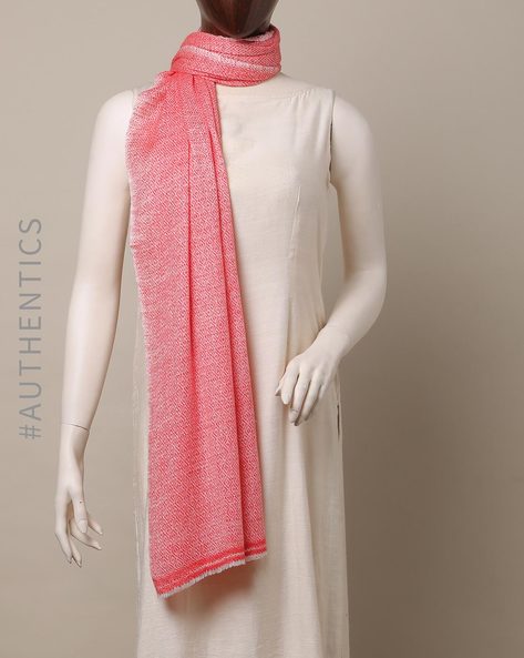 Knitted Textured Shawl with Fringes Price in India