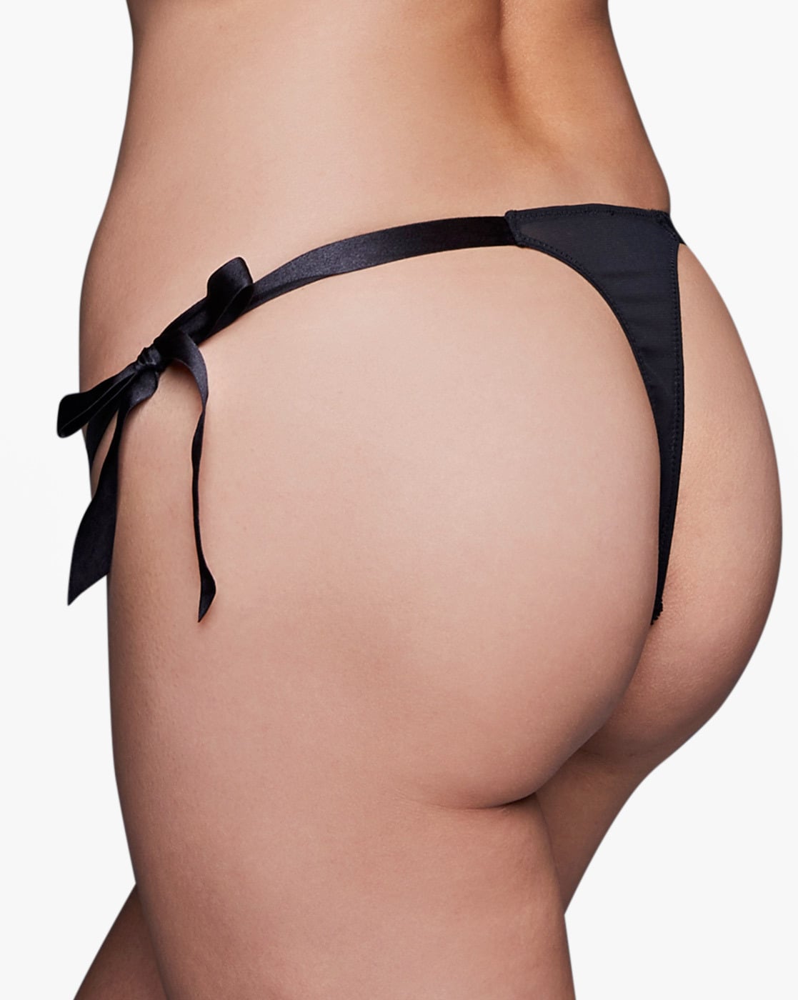 Net Lace Tie Up Thong Panty with Centre Slit –