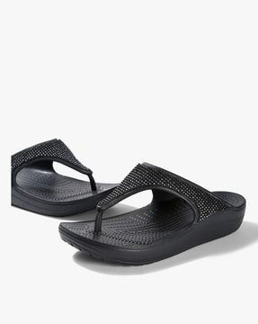 black strap flip flops