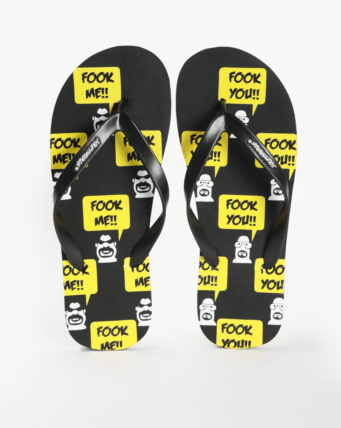 black and yellow flip flops