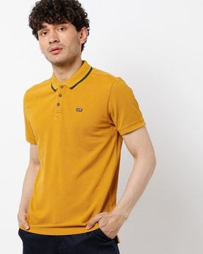 mustard colour polo t shirt