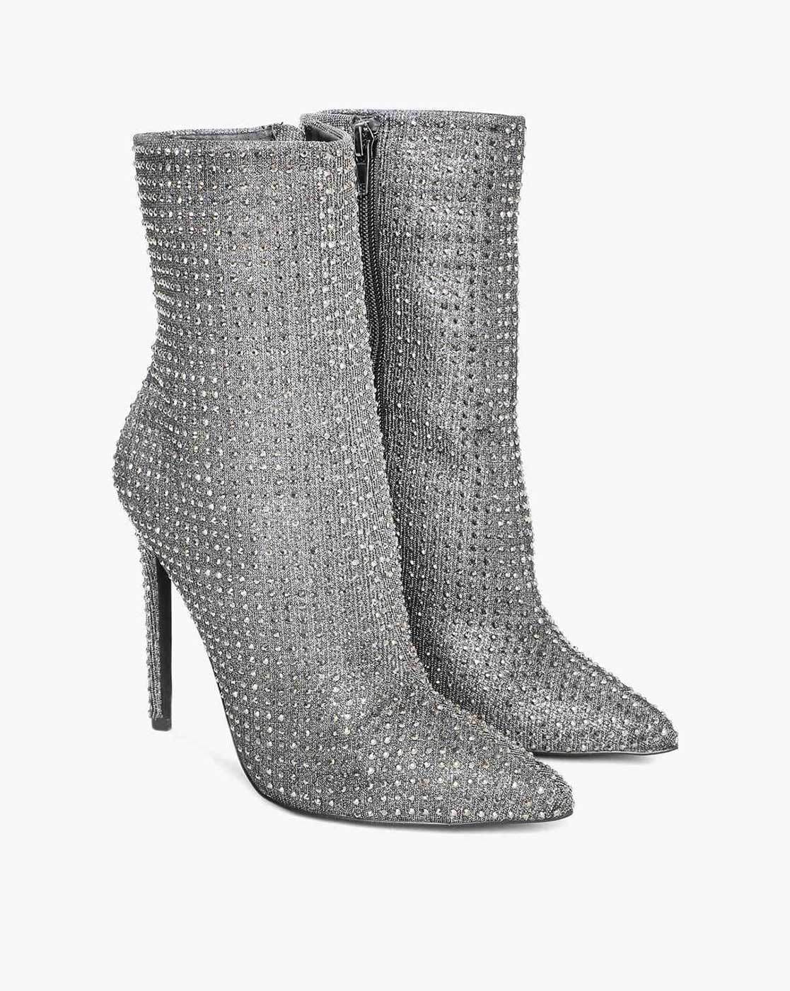 Niño Chaleco mariposa Buy Silver Boots for Women by STEVE MADDEN Online | Ajio.com