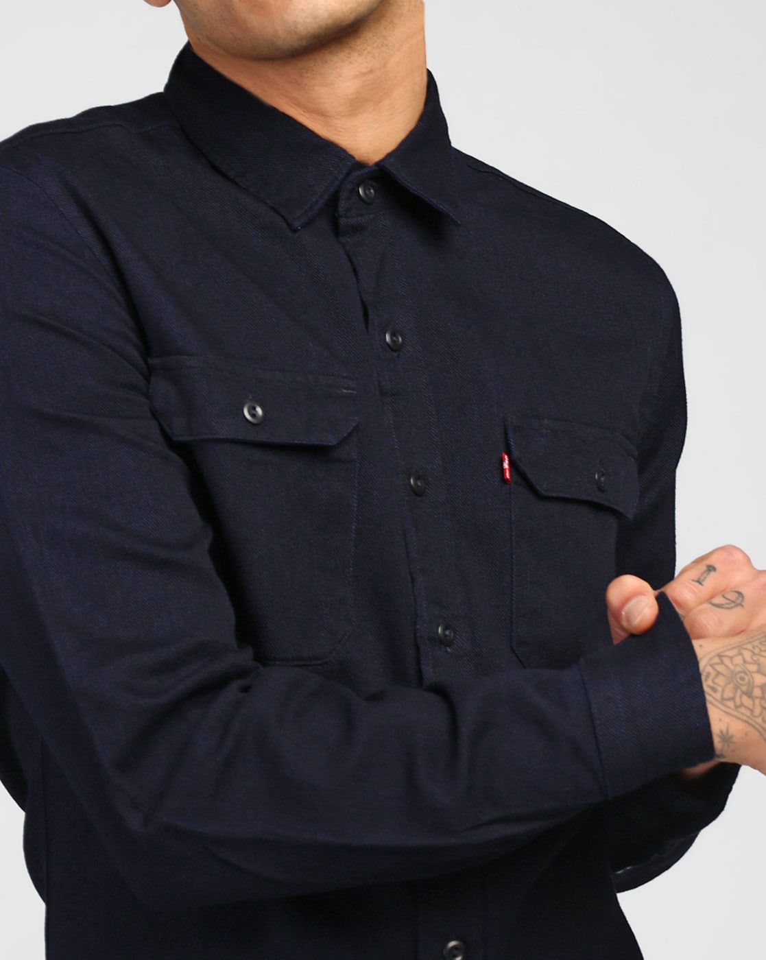 levis black denim shirt