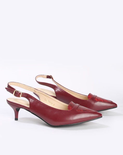 Burgundy kitten heels sale