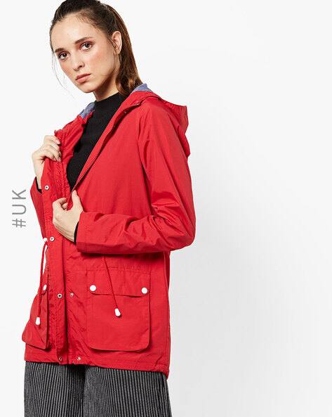 Taslan Lightweight Hooded Parka with Striped Lining