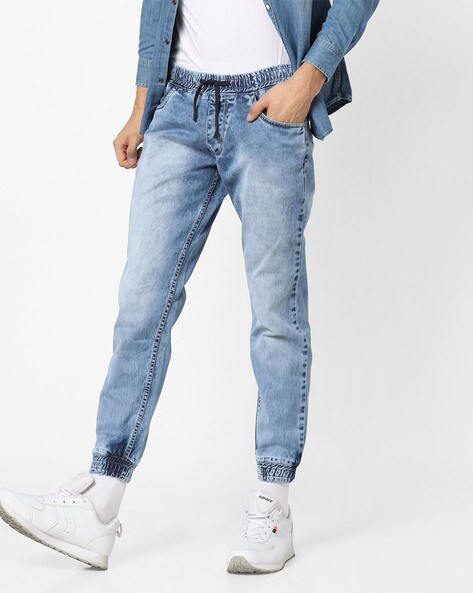 elastic cuff jeans mens