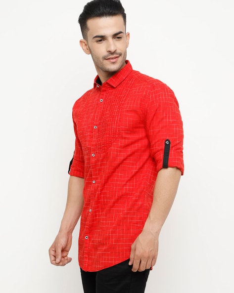 Buy Red WITH Checked Shirt | AJIO