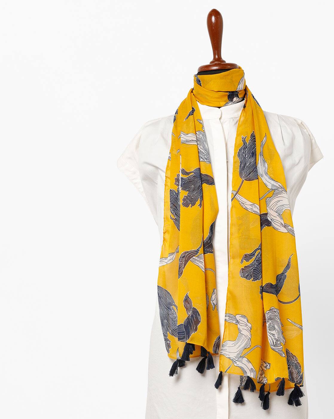 mustard print scarf