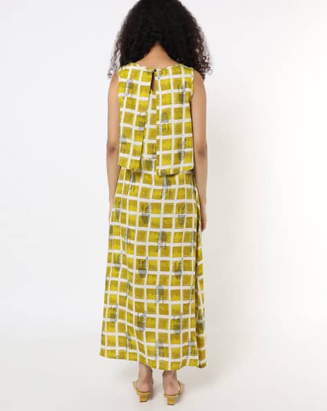 Checked A-line Dress with Overlay Panel (Image - 2)