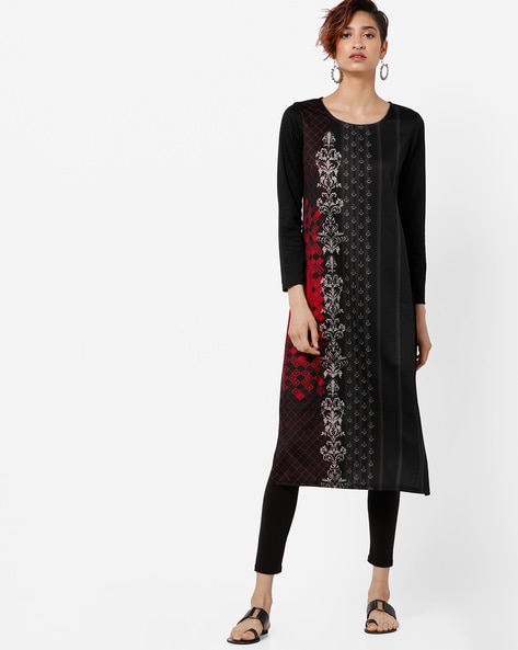 Aurelia Printed Round-Neck Straight Kurta