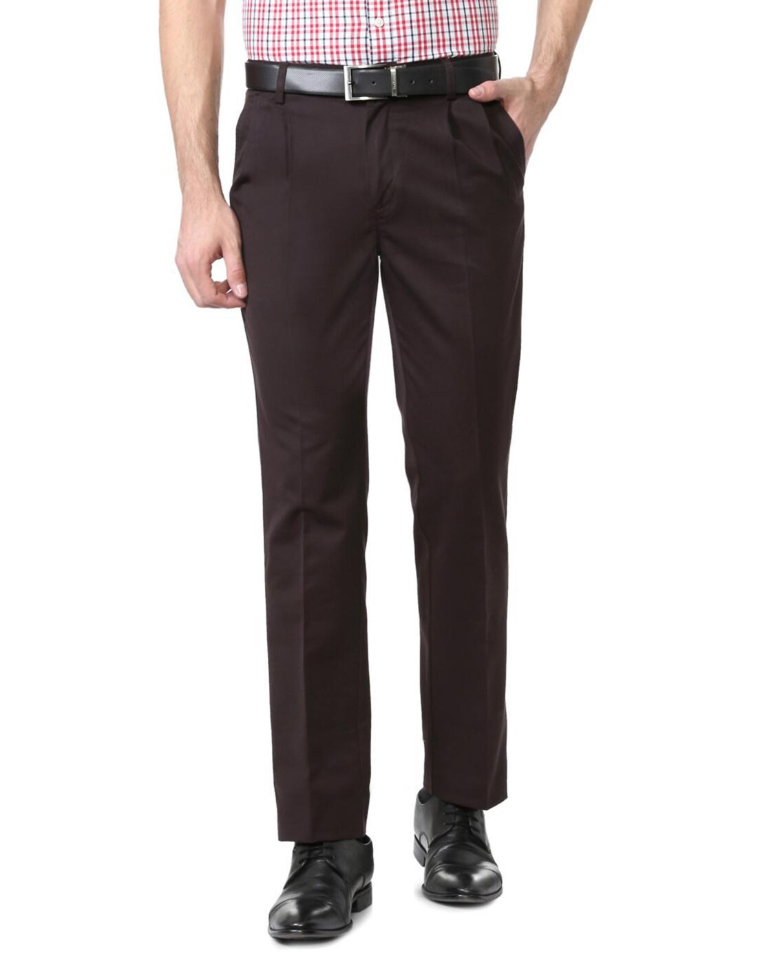 Salt Attire Dark Green Pleated Slim Trousers