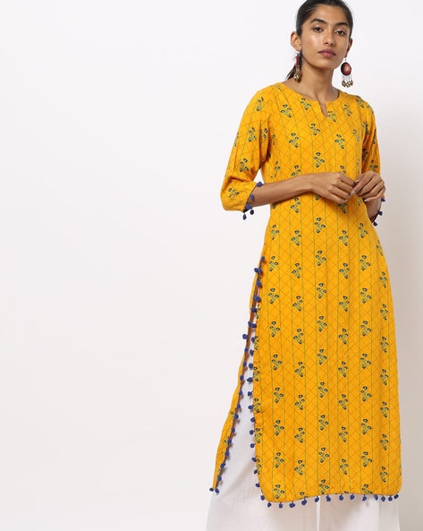 Buy Pink Printed Cotton Straight Kurta With Trousers & Dupatta Online at  Rs.1253 | Libas