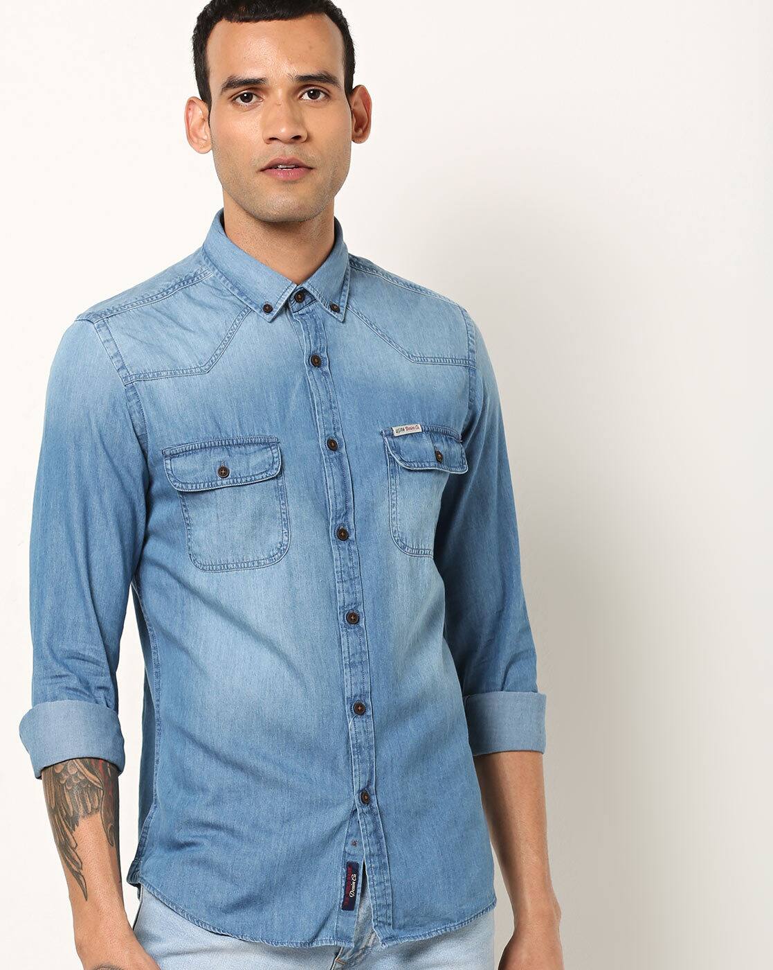 us polo denim shirts