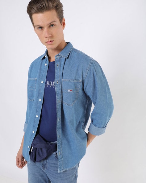 Unmanned Suffix Lol Buy Blue Shirts for Men by TOMMY HILFIGER Online | Ajio.com
