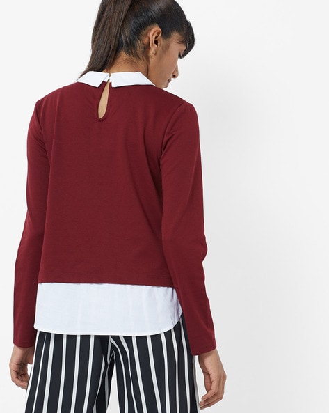 Chemistry Burgundy Peter Pan Collar Top