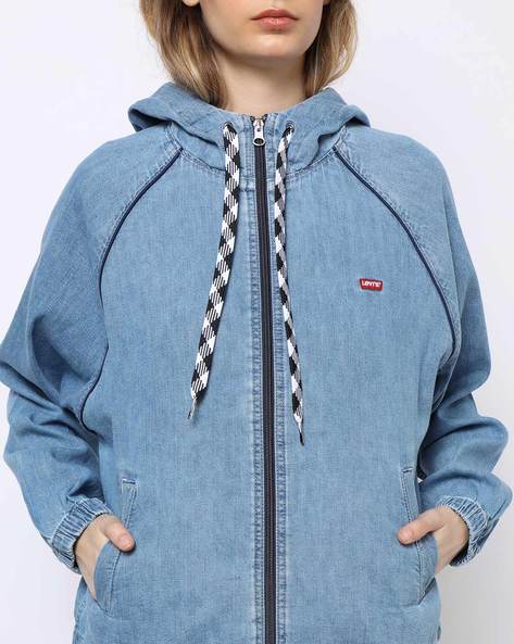 Generic Fashion Women's Full Zip Up Hoodie Retro Hooded Jacket With Blue S  @ Best Price Online
