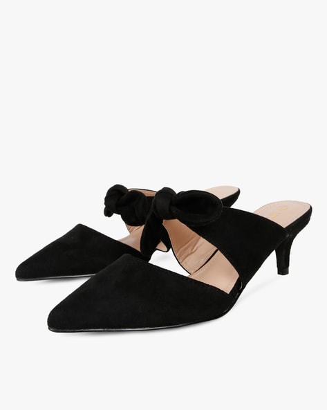 Kitten heel mules online with bow