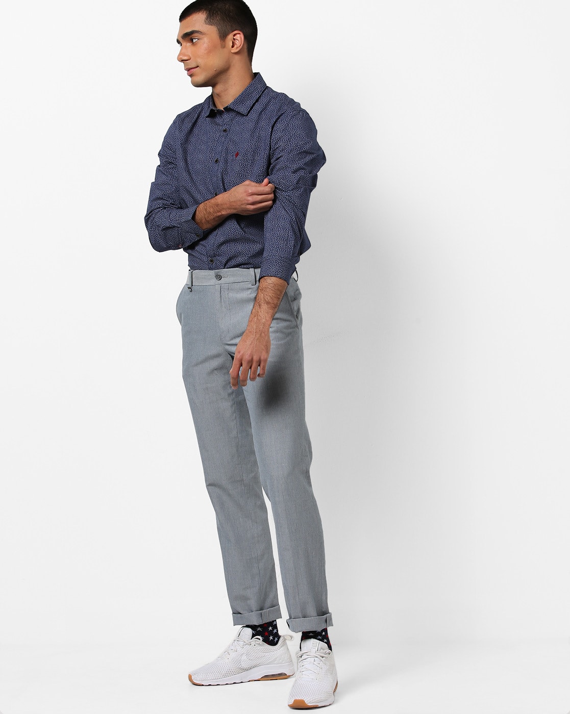 Buy KUNDAN SULZ GWALIOR Men's Cotton Shirt & Trouser Fabric Combo Set (Steel  Grey & Beige) at Amazon.in