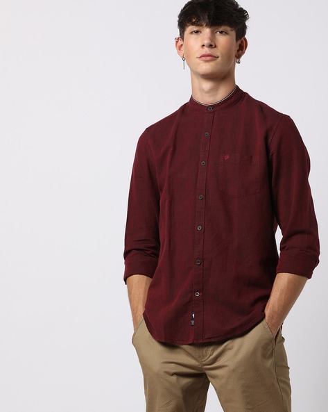 FabTag - Being Fab Men Solid Casual Maroon Shirt - Buy Maroon FabTag -  Being Fab Men Solid Casual Maroon Shirt Online at Best Prices in India |  Flipkart.com