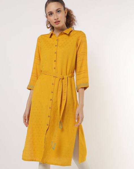 Buy Mustard Yellow Shirts, Tops u0026 Tunic for Women by Global Desi Online |  Ajio.com