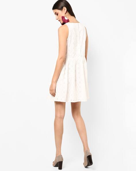 all white fit and flare dress