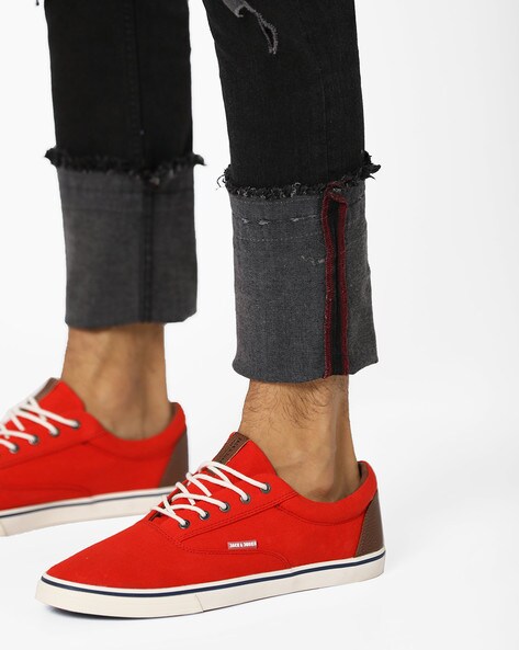 mens shoes with red stripe on heel